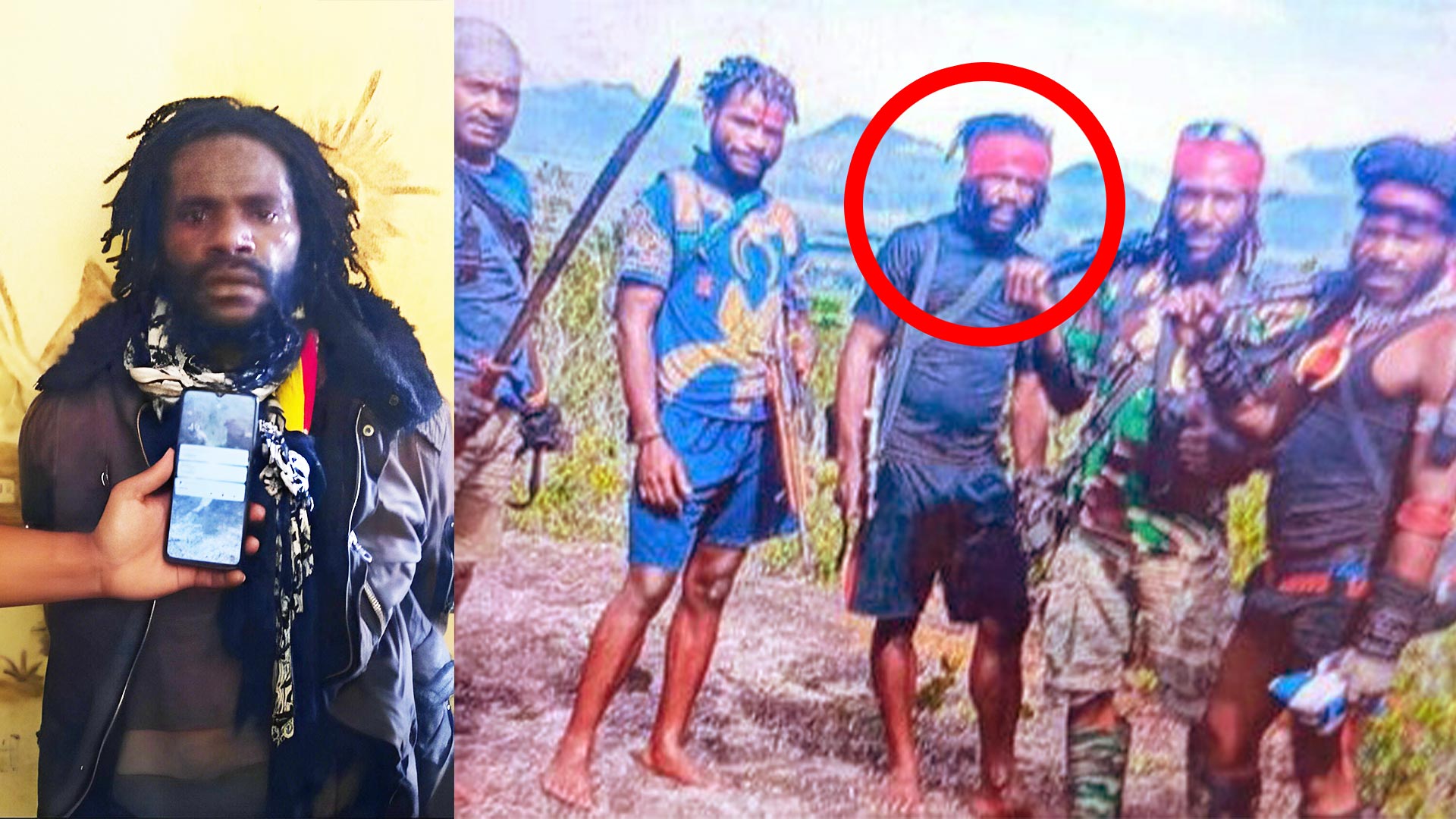 Sosok Pelaku Anan Nawipa (kiri, saat ditangkap), Anggota KKB Papua yang terlibat dalam pembunuhan Danramil Aradide.