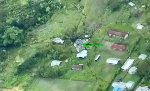 Lokasi Bangunan yang mendapat Penyerangan dan Pembakaran oleh KKB Papua di Distrik Anggruk, Kabupaten Yahukimo, pada Jumat (21/3/2025).
