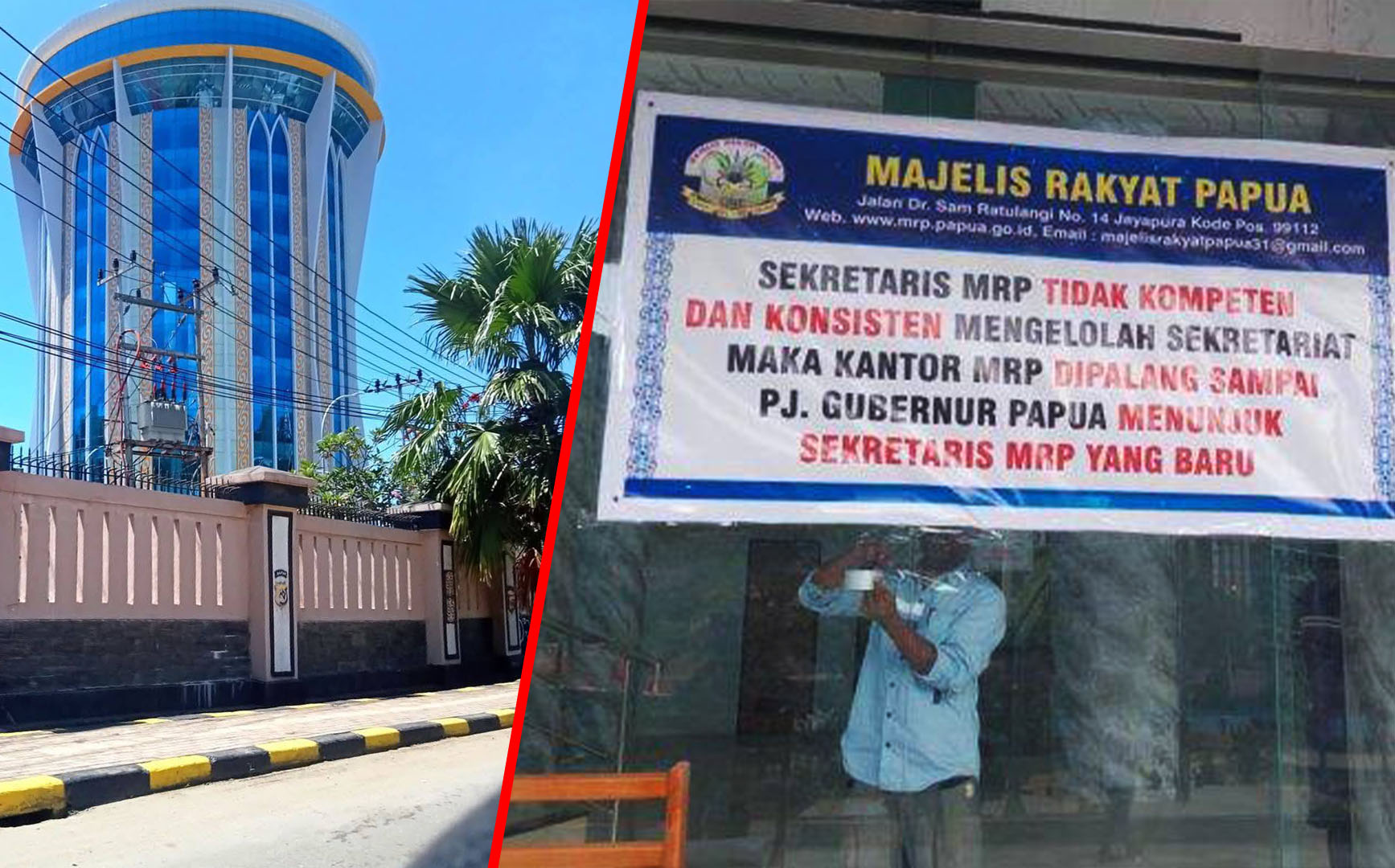 Kantor Majelis Rakyat Papua (MRP) yang berlokasi di Jalan Sam Ratulangi, Kota Jayapura, masih disegel, Jumat (23/5/2025).