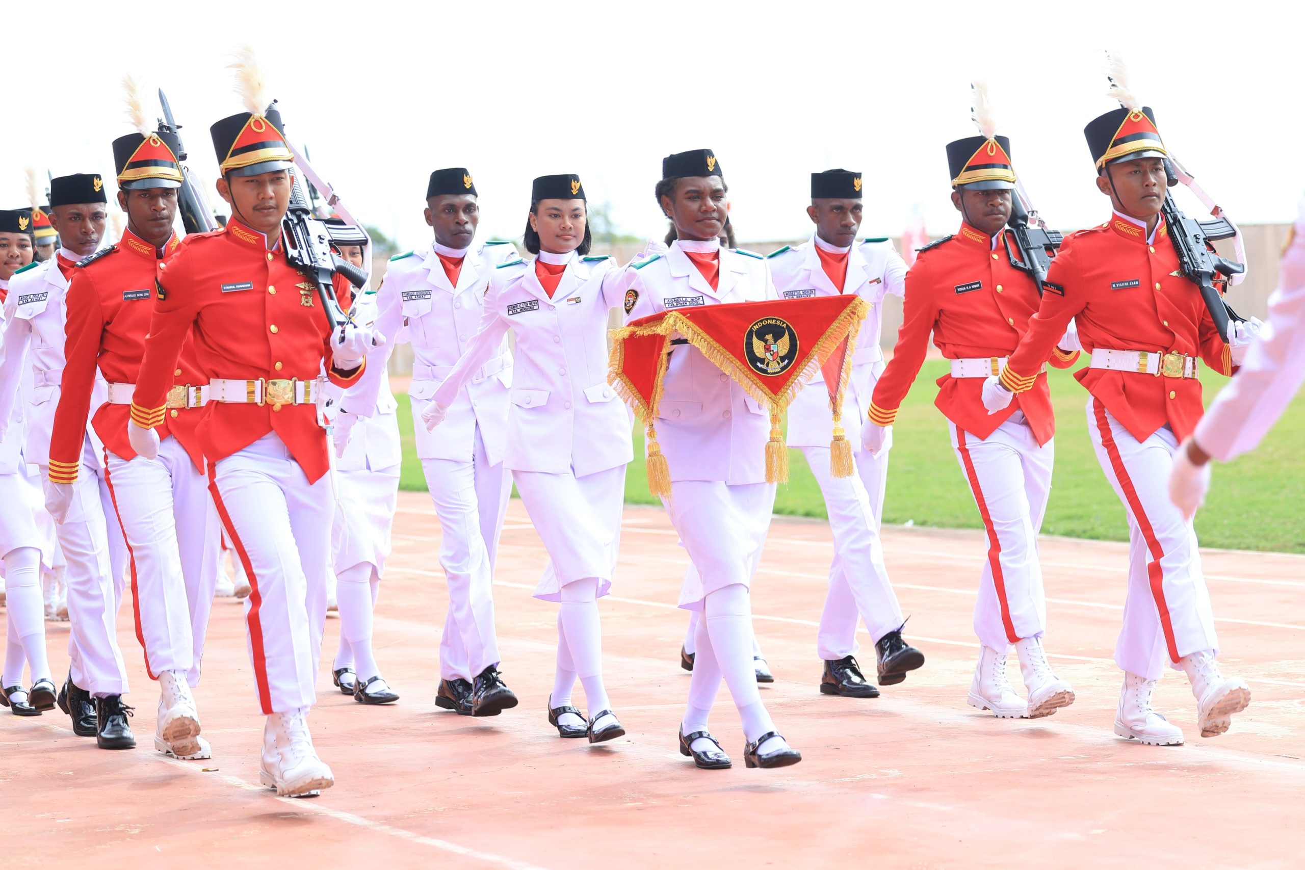 Pasukan Pengibar Bendera Pusaka (Paskibraka) Provinsi Papua Selatan lakukan gladi bersih. Foto : Humas Pemprov Papua Selatan