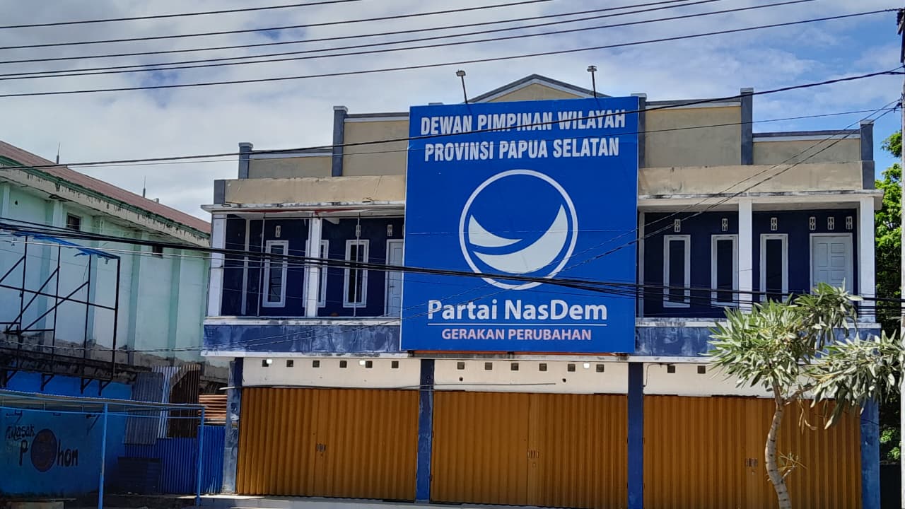 Kantor DPW Partai Nasdem Papua Selatan. Foto : Jamal/Bataspapua.com