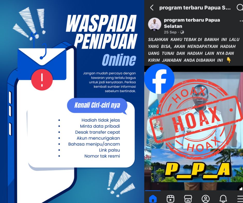 Maraknya penipuan yang mengatasnamakan Gubernur Papua Selatan, Apolo Safanpo di media sosial. Foto : Tangkapan layar