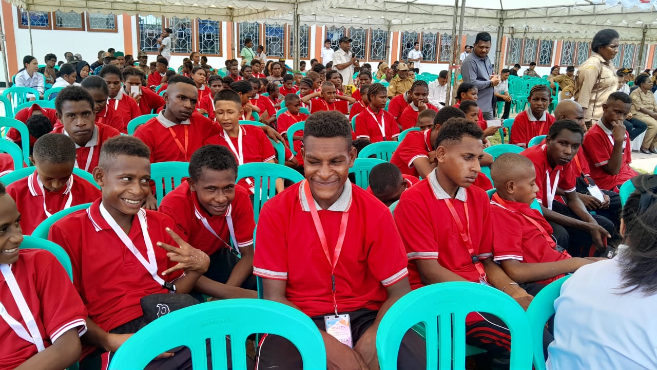 Tampak anak-anak Sekolah Rakyat Terintegrasi 77 Merauke. Foto: Jamal/Bataspapua,com