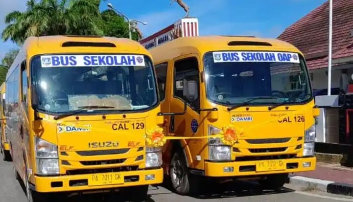 Bus Sekolah Gratis di Merauke. Foto: Bataspapua.com/Jamal.