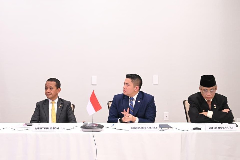 Menteri Energi dan Sumber Daya Mineral (ESDM) Bahlil Lahadalia dalam konferensi pers penjelasan implementasi kesepakatan dagang RI–AS dari Washington secara online Jumat (20/2/2026) malam.