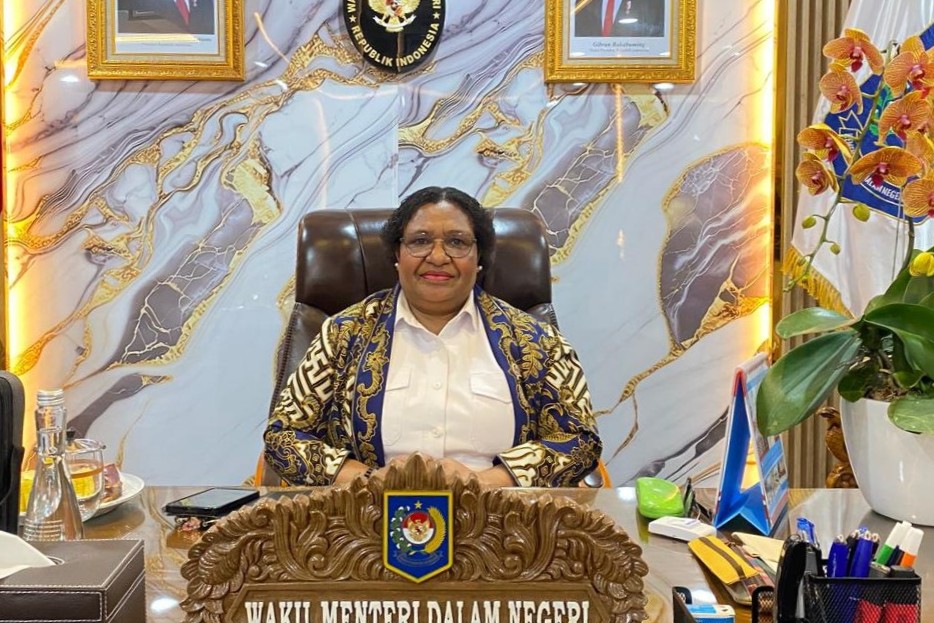 Wamendari Ribka Haluk saat memberikan keterangannya di Jakarata, Selasa (24/2/2026).