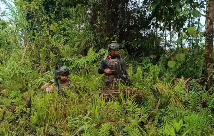Satgas Operasi Damai Cartenz sedang melakukan pengintaian di markas KKB Papua. Foto: Istimewa.