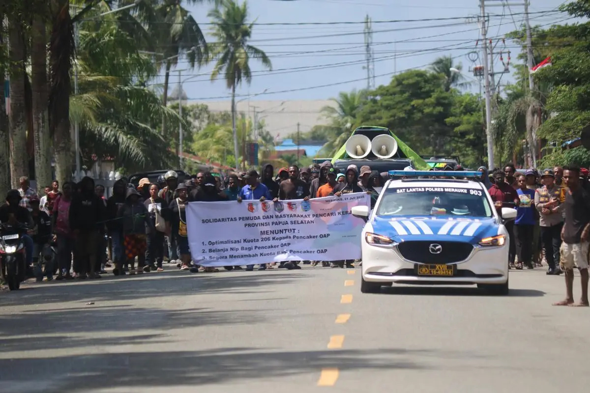 Demo Damai Solidaritas Pemuda Papua Selatan Desak Optimalisasi ASN untuk OAP belum lama ini-Istimewa.