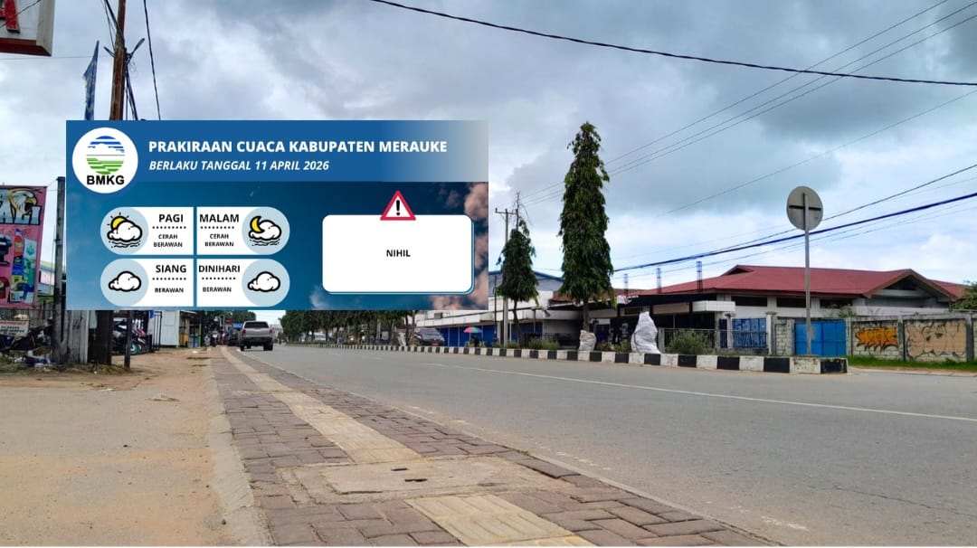 Tampak cuaca Merauke hari ini berawan, Sabtu,11/4/2026.