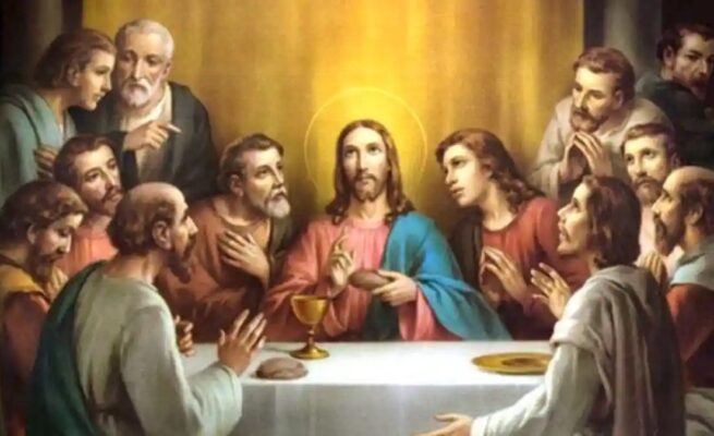 Perjamuan malam terakhir Yesus bersama 12 Murid sebelum sebelum disalibkan pada hari Jumat. Foto: Ilustrasi