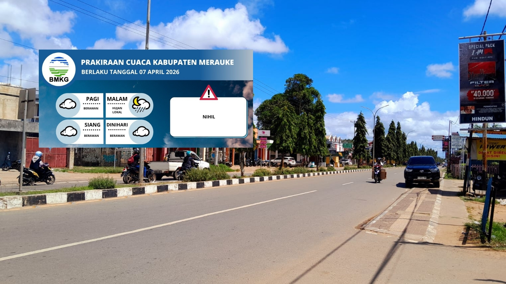 Cuaca pagi hari di Merauke, Selasa (7/4/2026). Foto: Bataspapua.com