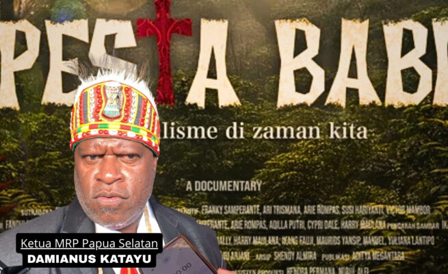 Ketua Majelis Rakyat Papua (MRP) Provinsi Papua Selatan, Damianus Katayu. Foto: Kolase Bataspapua.com