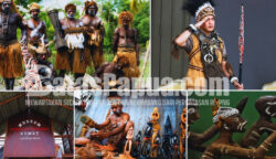 Wapres RI Gibran Rakabuming Raka mengenakan atribut adat Papua. Foto: Kolase Bataspapua.com