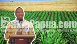 Gubernur Papua Selatan, Apolo Safanpo, di satu kesempatan di Merauke. Foto: Kolase Bataspapua.com