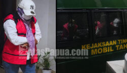 Empat tersangka berada didalam mobil tahanan Kejaksaan Tinggi Papua, Kamis (18/6/2026. Foto: Kolase Bataspapua.com