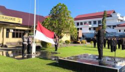 Kepolisian Resor (Polres) Merauke melaksanakan Upacara Peringatan Hari Lahir Pancasila Tahun 2026 di Lapangan Mapolres Merauke, Senin (1/6/2026) pagi.