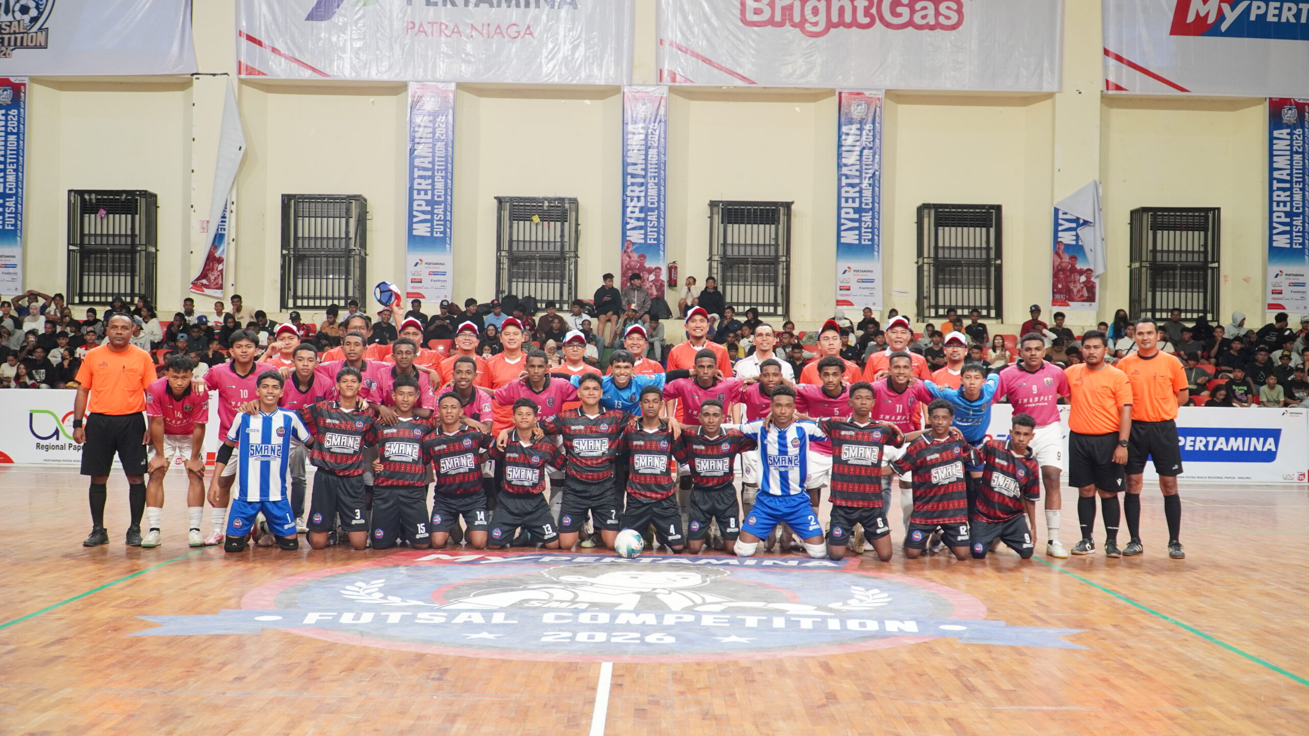 Kompetisi yang diikuti 16 tim futsal tingkat SMA dari Kota Jayapura dan sekitarnya ini berlangsung selama tiga hari, 23–25 Juli 2026, di GOR Cenderawasih, Jayapura. Foto: Bataspapua.com/Ist