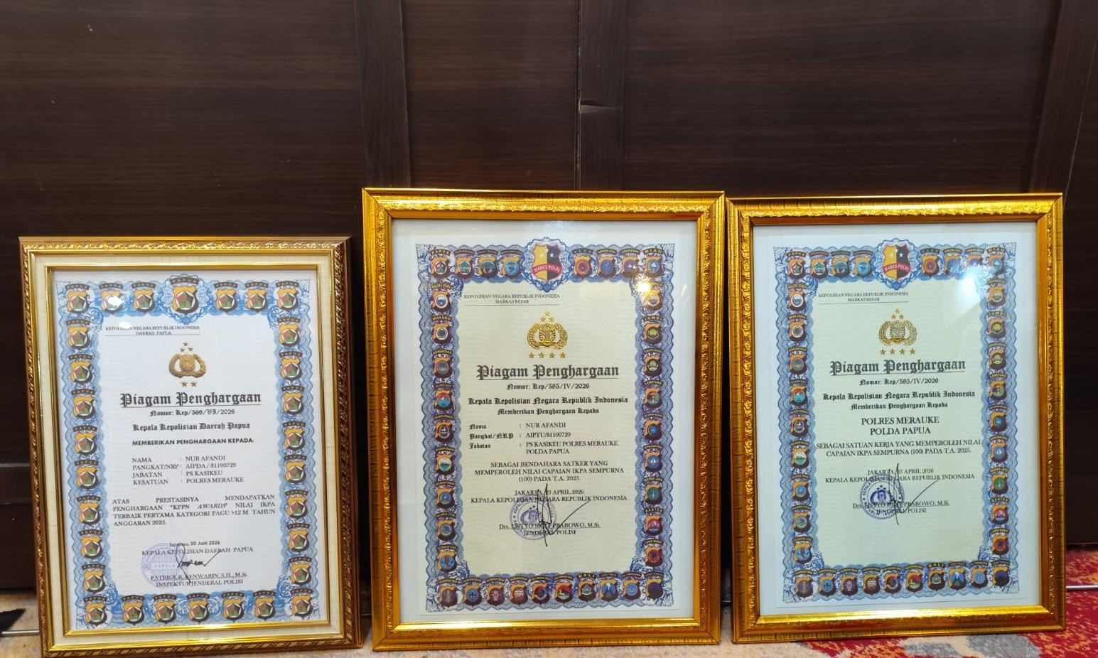 Polres Merauke Terima Penghargaan Kapolri atas Capaian IKPA Sempurna Tahun Anggaran 2025. Foto: Ist
