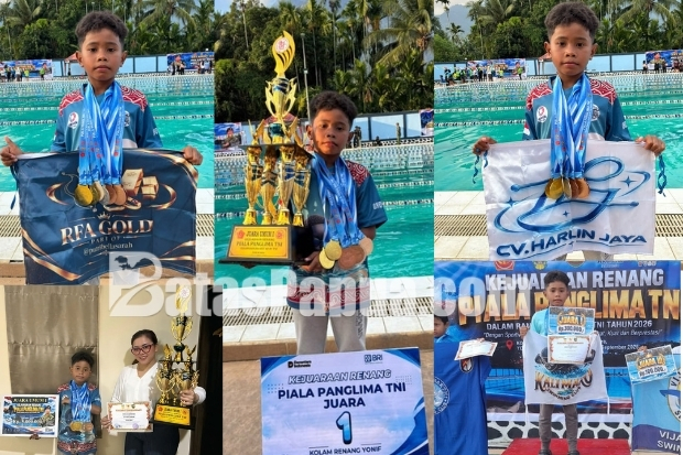 Perenang cilik asal Merauke, Papua Selatan, Muhammad Zaqwan Abrizam Said. Foto: Bataspapua.com/Ist