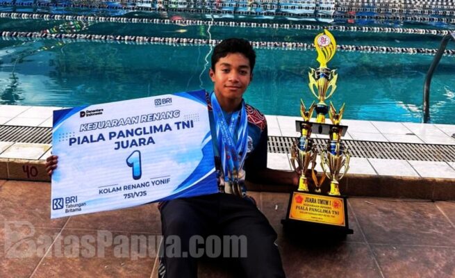 Rizky Aldrian Apriliano, kembali menunjukkan performa gemilang di arena renang tingkat regional. Foto: Bataspapua.com/Ist