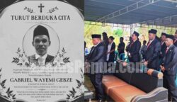 Upacara penghormatan terakhir kepada Alm.Gabriel Wayemi Gebze di rumah duka. Foto:Bataspapua.com