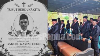 Upacara penghormatan terakhir kepada Alm.Gabriel Wayemi Gebze di rumah duka. Foto:Bataspapua.com