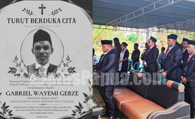 Upacara penghormatan terakhir kepada Alm.Gabriel Wayemi Gebze di rumah duka. Foto:Bataspapua.com