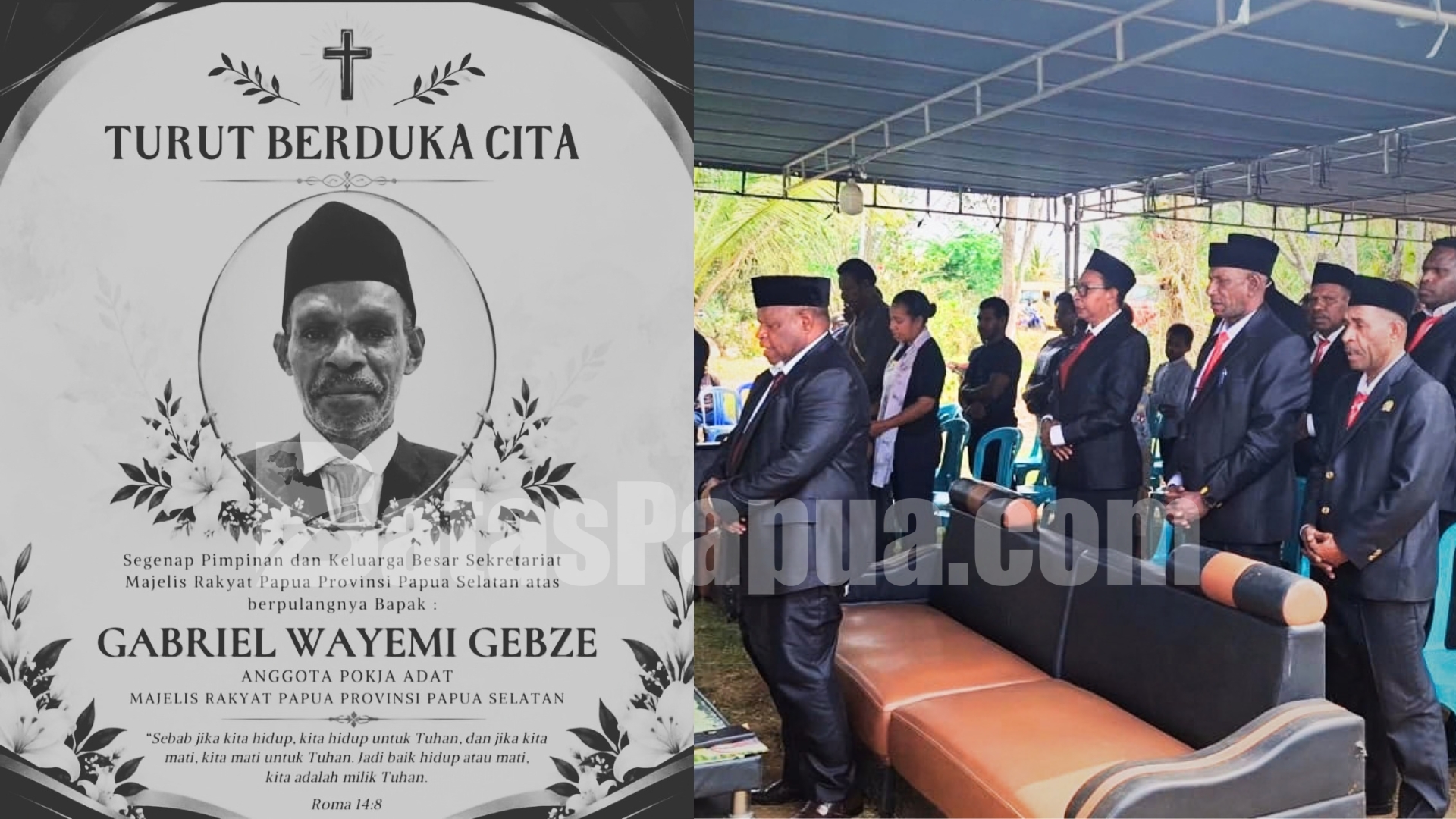 Upacara penghormatan terakhir kepada Alm.Gabriel Wayemi Gebze di rumah duka. Foto:Bataspapua.com